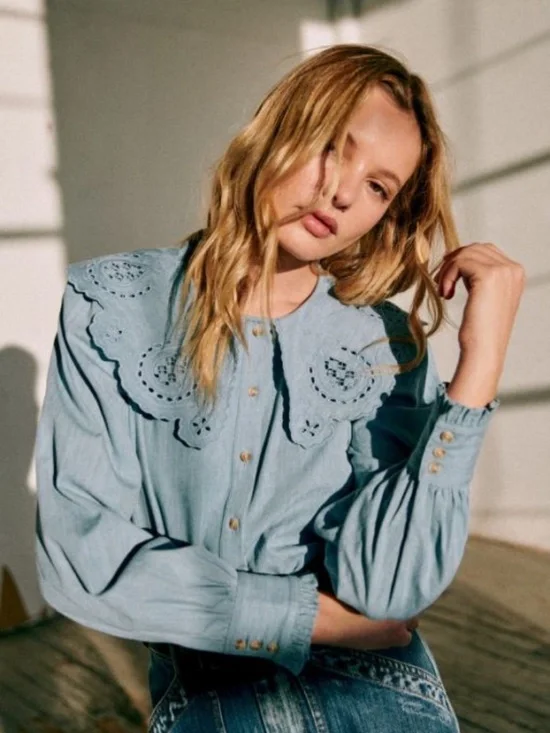 Sezane & SEA New York Flavie Chambray Shirt Rare - Picture 1 of 10